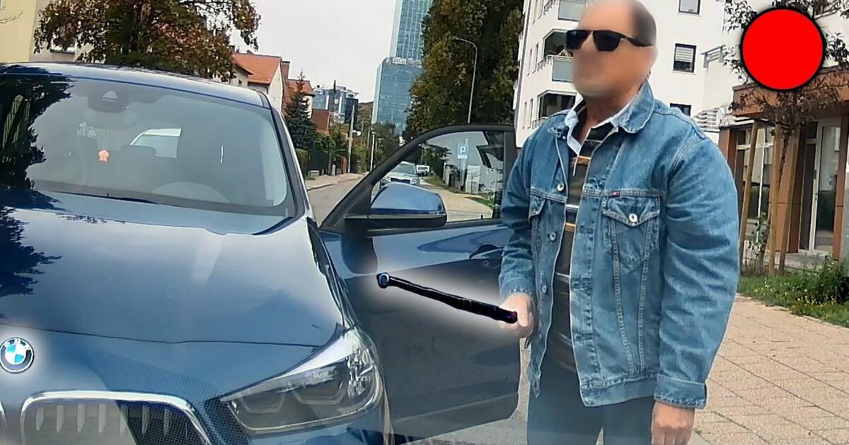 Tu jest kałuża, a Ty masz gorsze auto… kierowca BMW grozi pałką