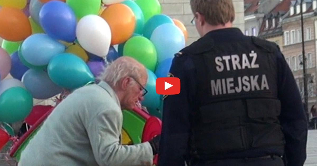 Dziadek z balonami vs straż miejska. Chyba ich zatkało